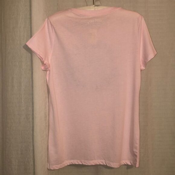 Aero XL Baby Pink Embroidered Navy Logo Classic Crew Short Sleeve Cotton Tee - Picture 2 of 8